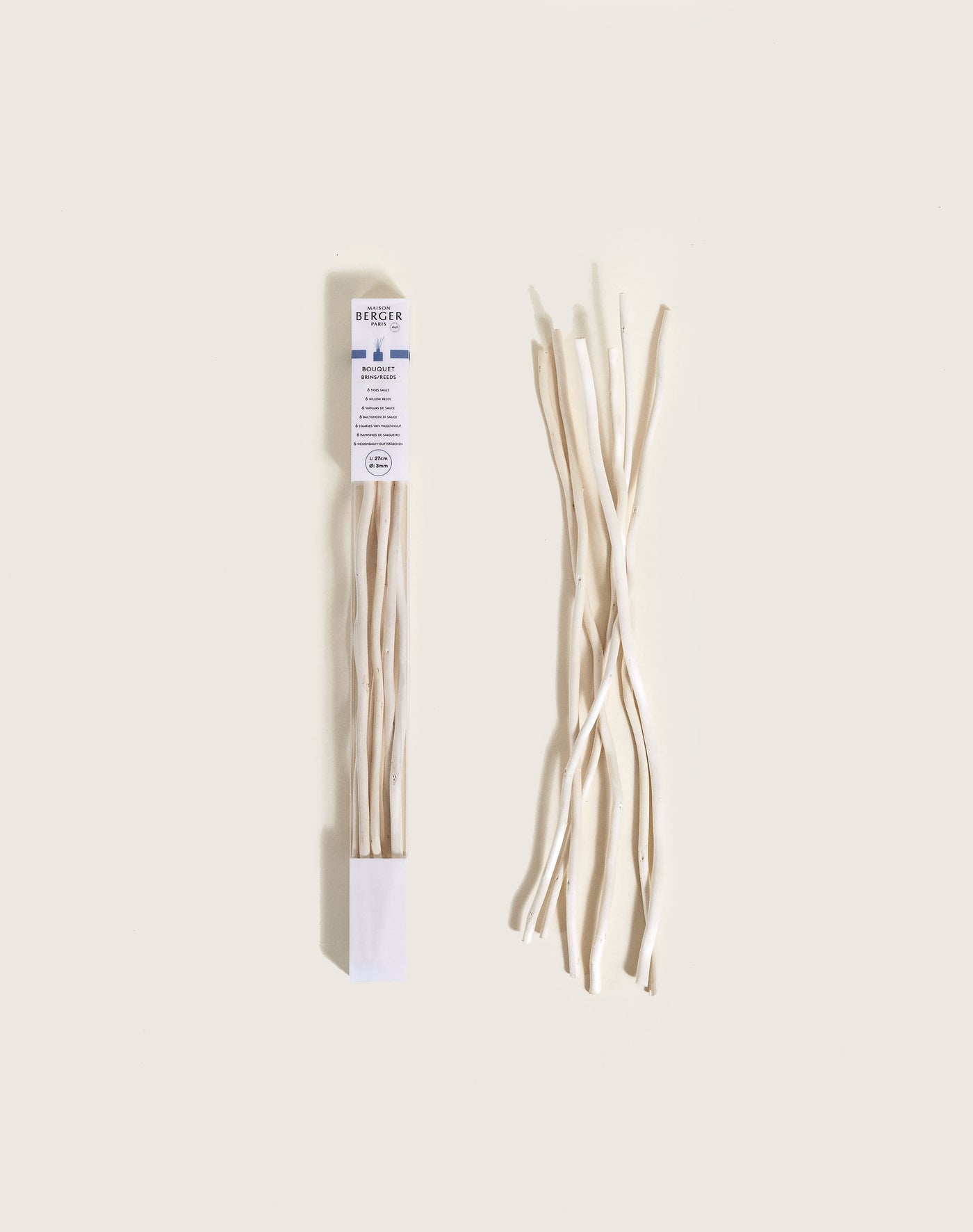 Set van 6 natuurlijke wilgenhouten sticks 27cm