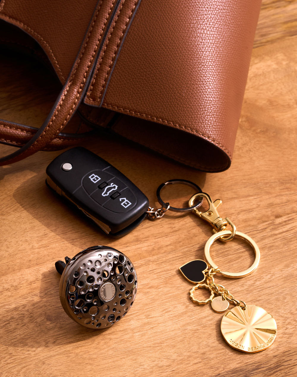 Duo mini autodiffuser & sleutelhanger Ophélia Zilver/Gun Metal